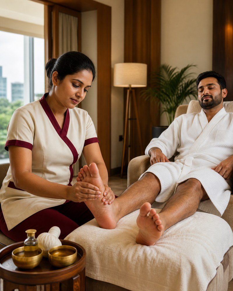 Professional foot reflexology massage